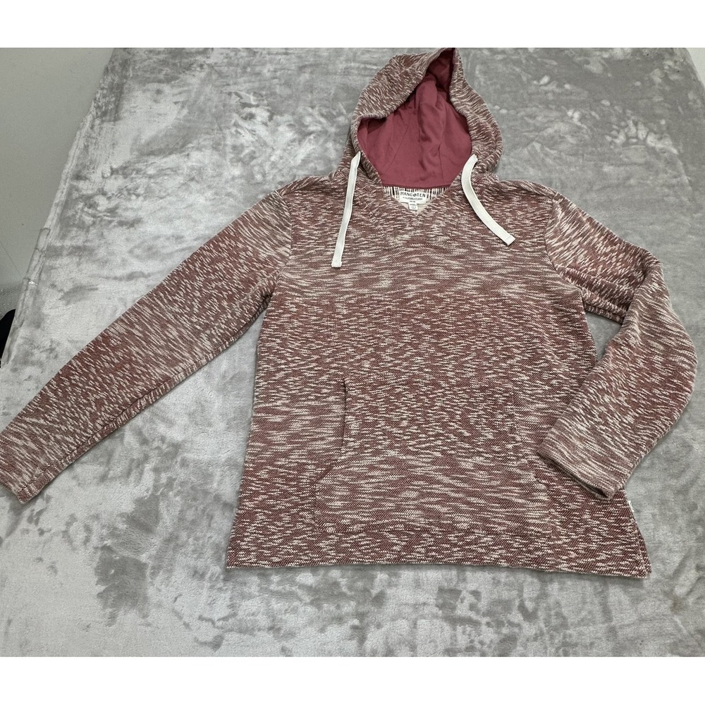 Hang Ten Mens Hoodie‎ Pullover Size Large Salmon White Long Sleeve Pocket EUC